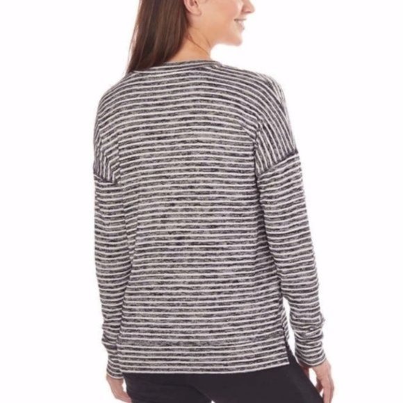 KS Long Sleeve Striped V-Neck Cozy Relaxed Top - NWT - Picture 3 of 3